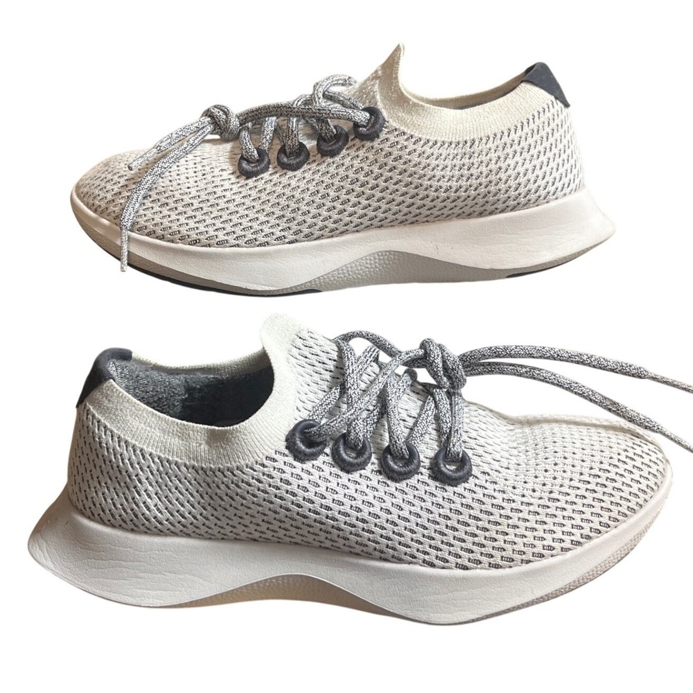 Allbirds Tree Dasher 1 Womens 8.5 Running Shoes White Grey Sustainable Sneakers